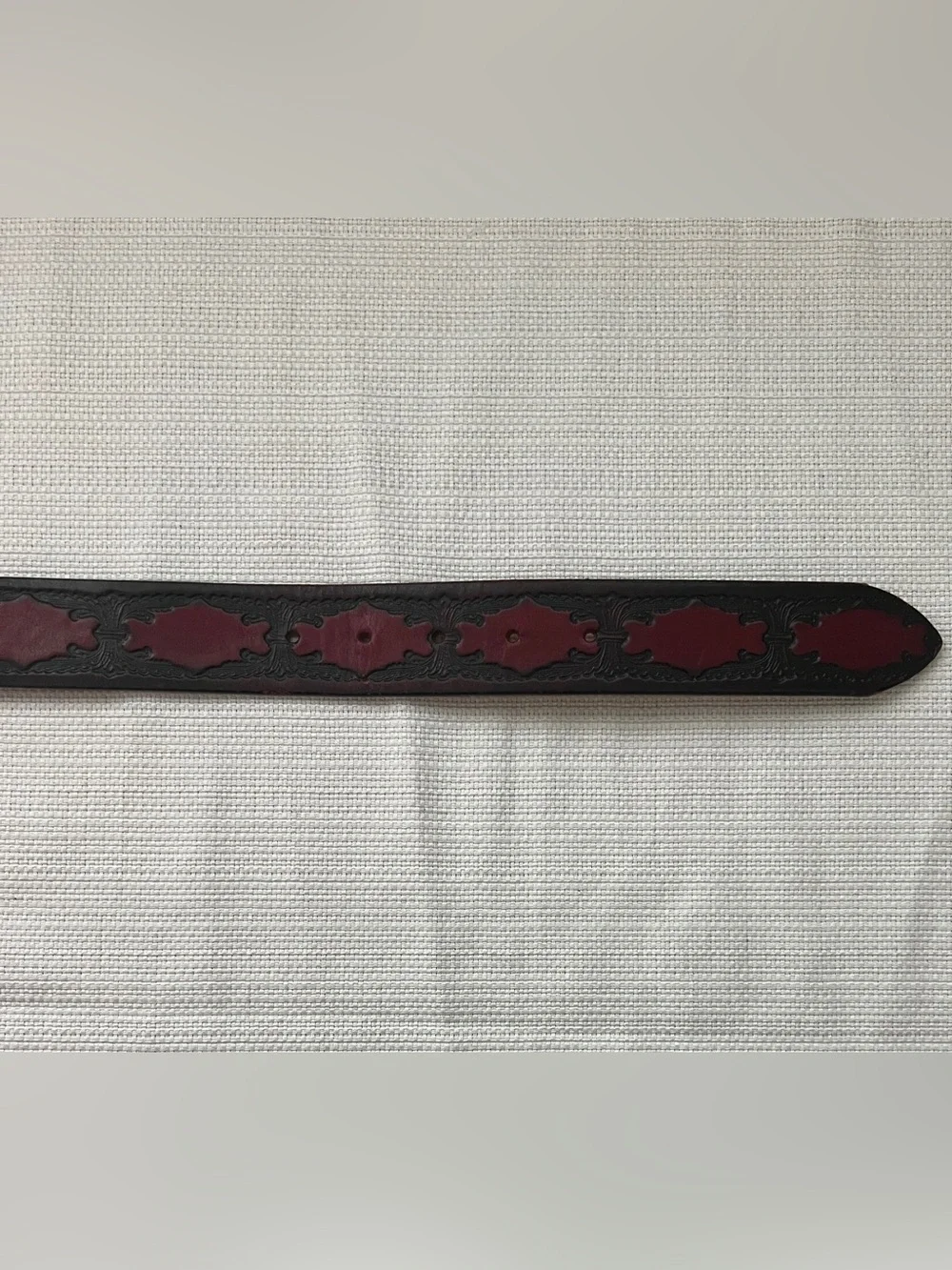 Vtg Leatherock Tooled Leather Western Belt Size M Burgundy Black